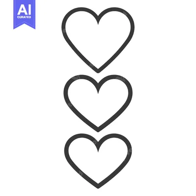 Premium design asset: Three lined heart shapes arranged vertically in a design