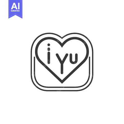Aset premium populer: Heart with "I You" inside a double-lined square