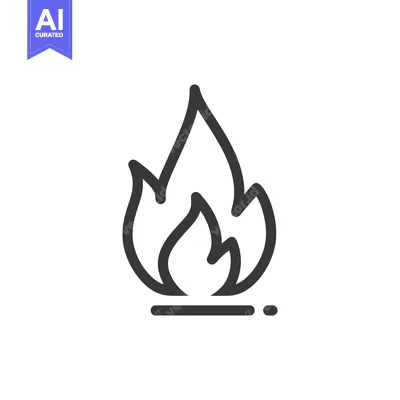 Aset premium populer: Minimalist Fire Icon: Bold Outline on White Background
