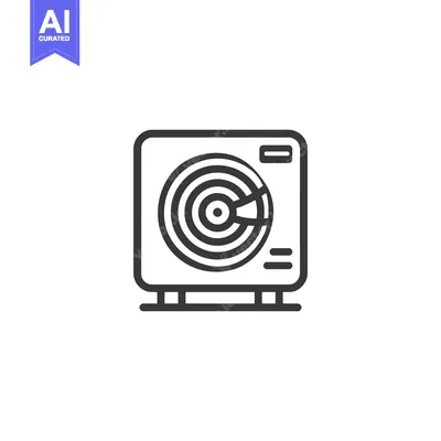 Premium design asset: Minimalist Air Conditioner Icon with Concentric Circle Design and Supp