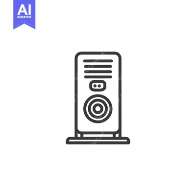 Aset premium populer: Minimalist Speaker Icon: Audio Technology, Sound System Symbol, Line A