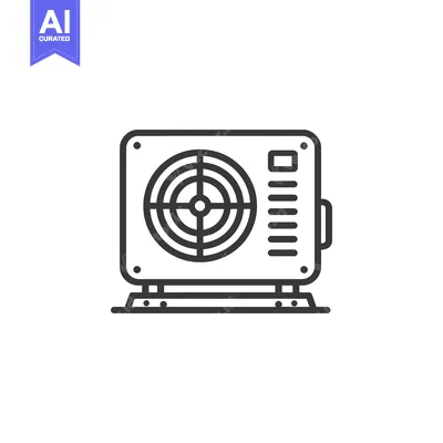 Aset desain premium: Air Conditioner Unit Outline Icon, Cooling System Symbol, Climate Cont