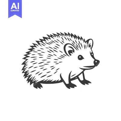 Aset desain premium: A side view illustration featuring a spiky hedgehog standing proudly