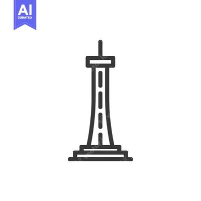 Popular premium asset: Seattle Space Needle Icon: Minimalist Line Art Design on White Backgro