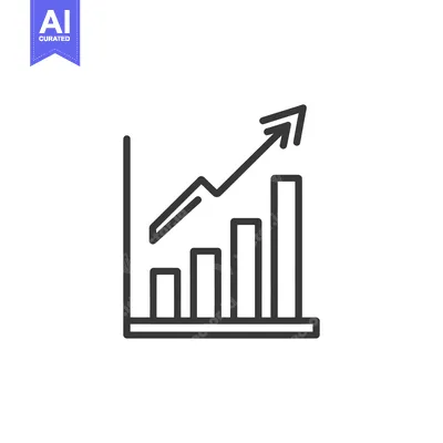 Ascending Bar Graph with Arrow: Business Growth Icon in Outline Style