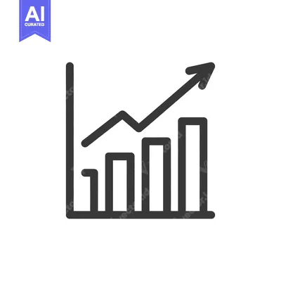 Aset premium populer: Ascending Bar Graph Icon with Arrow, Business Growth Concept, Isolated