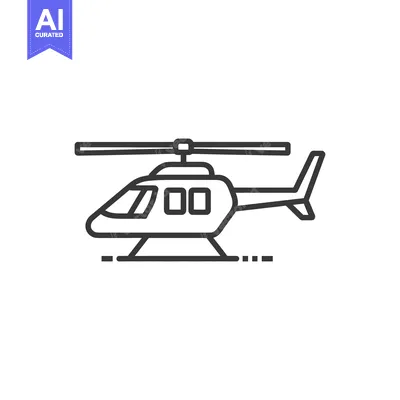 Minimalist Helicopter Icon: Clean Line Art on White Background
