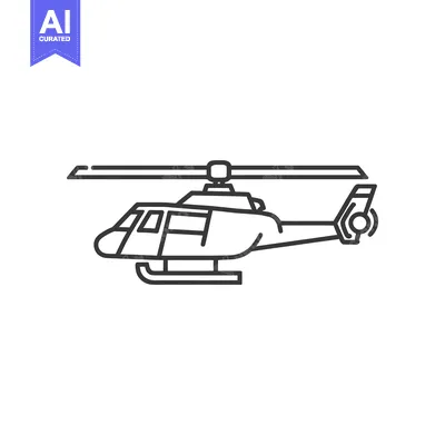 Premium design asset: Minimalist Helicopter Icon: Clean Line Art on White Background