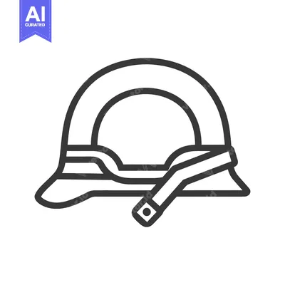 Aset premium populer: A graphic representation of a protective helmet in an outline form