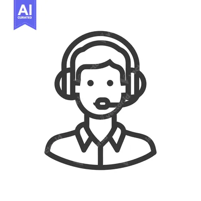 Aset desain premium: Minimalist Icon of Customer Service Representative with Headset