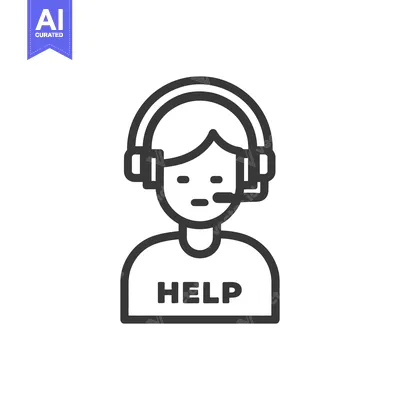 Aset desain premium: Minimalist Help Desk Icon: Customer Service Representative with Headse