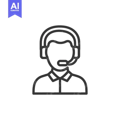 Premium design asset: Minimalist Icon of Customer Service Representative with Headset