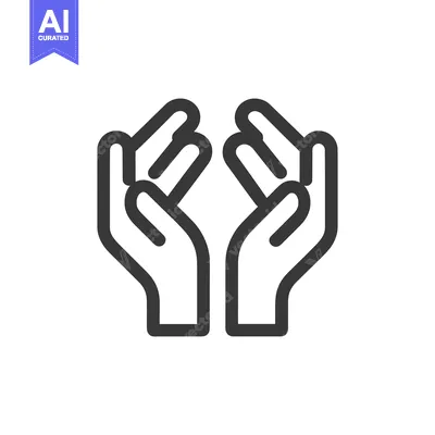Premium design asset: Minimalist Icon of Two Hands Cupped Upward, Offering or Receiving