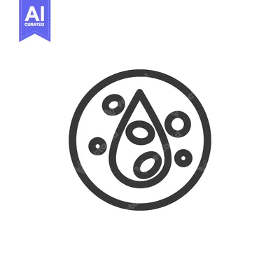 Aset premium populer: Minimalist Blood Test Icon: Drop with Cells in Circle