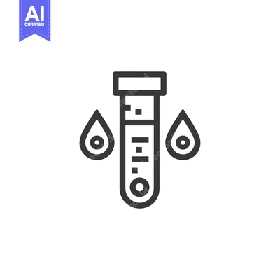 Popular premium asset: Blood Test Tube Icon with Drops, Medical Analysis Symbol, Line Art