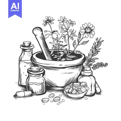 Popular premium asset: Herbal Medicine Composition with Mortar, Bottles, and Pills