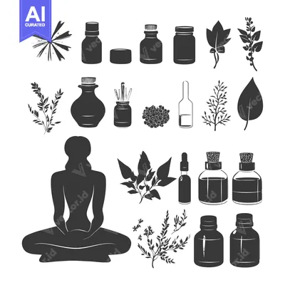 Popular premium asset: Herbal Remedies with a Silhouette of a Person in Meditation