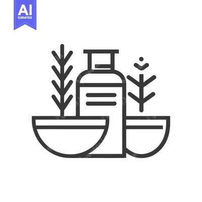 Premium design asset: Herbal Supplement Bottle with Two Plants in Bowls