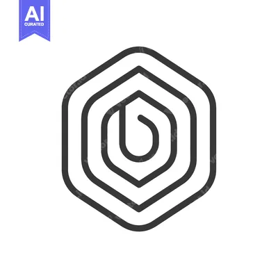 Aset desain premium: Hexagon with Concentric Curved Lines and Letter B in the Center