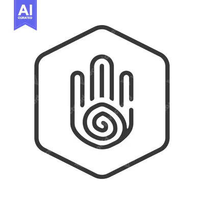 Popular premium asset: Hexagon with Outline of a Hand with a Spiral Inside