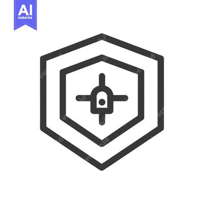 Aset desain premium: Hexagon with Target and Crosshair in Center