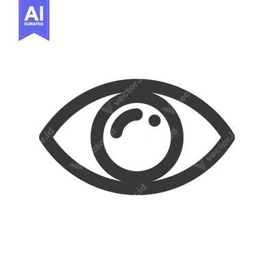 Aset desain premium: Minimalist Eye Icon: Bold Outline, Simple Design, Vision Symbol