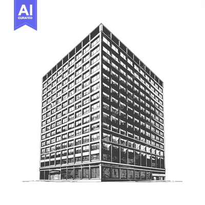 Popular premium asset: A Black And White Sketch Of A Modern Office Building
