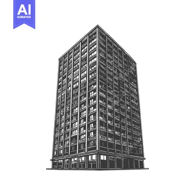 Popular premium asset: A Sketch Of A Tall Modern Apartment Building