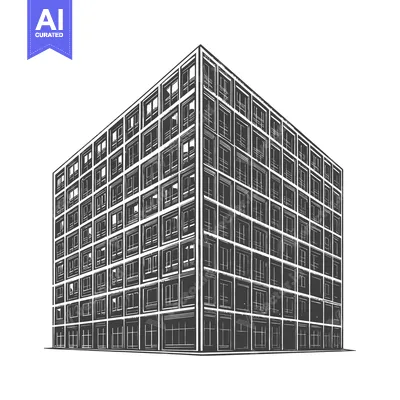 Aset premium populer: A detailed sketch of a multistory apartment building