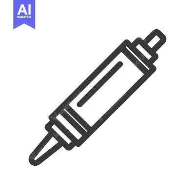 Aset premium populer: Minimalist Black Outline Icon of a Ballpoint Pen on White Background