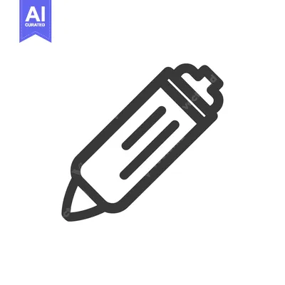 Aset desain premium: Bold Outline Icon: Gray Marker Pen on White Background, Minimalist Des