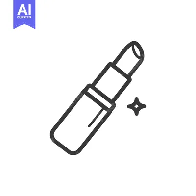 Aset desain premium: Minimalist Lipstick Icon with Sparkle, Beauty Product Illustration