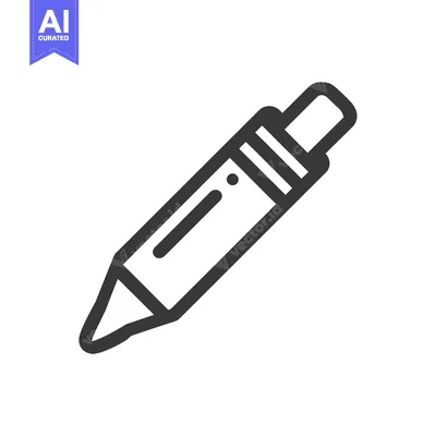 Aset desain premium: Minimalist Pencil Icon: Bold Outline on White Background, Writing Tool