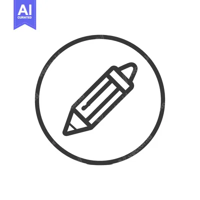 Aset premium populer: Pencil Icon in Circle, Minimalist Design, Black Outline on White Backg