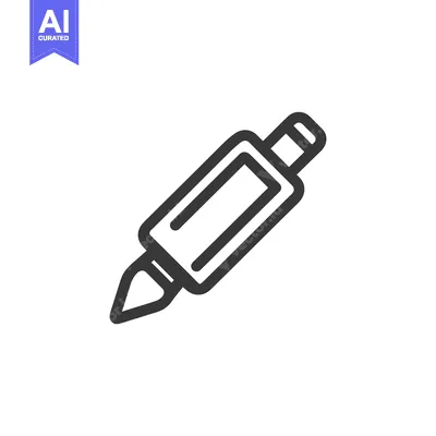 Premium design asset: Stylized Black Outline Icon of a Pen on White Background