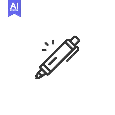 Aset premium populer: Sleek Black Outline Icon of a Click Pen with Sparkle Effect on White
