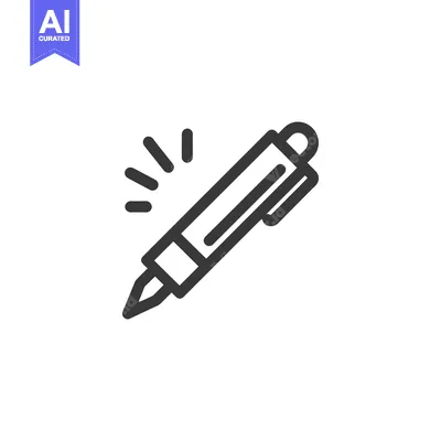 Popular premium asset: Sleek Black Pen Icon with Sparkle Effect on White Background