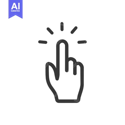Clicking Finger Icon: Hand Gesture with Rays, Isolated on White Backgr