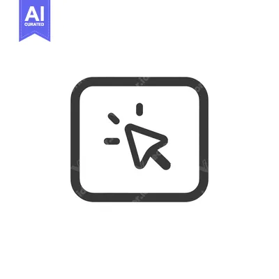Aset premium populer: Click Icon in Rounded Square, Dark Gray, Simple Design