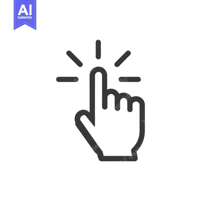 Aset premium populer: Click Icon: Finger Pointing with Rays, Isolated on White