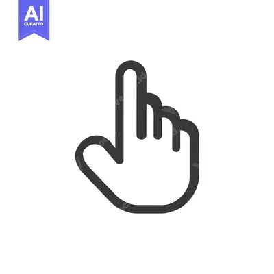 Aset desain premium: Minimalist Hand Cursor Icon: Pointing Finger Symbol on White Backgroun