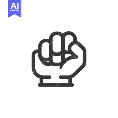 Aset premium populer: Minimalist Fist Icon: Bold Outline Symbol of Strength and Resistance