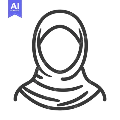Premium design asset: A simple line drawing depicting a head covering scarf