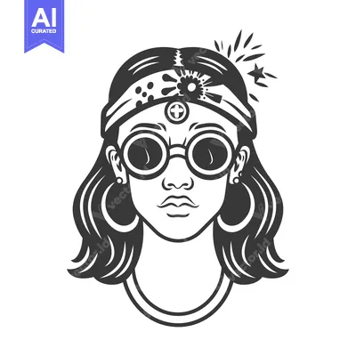 A stylized portrait illustration of a woman wearing sunglasses and a h