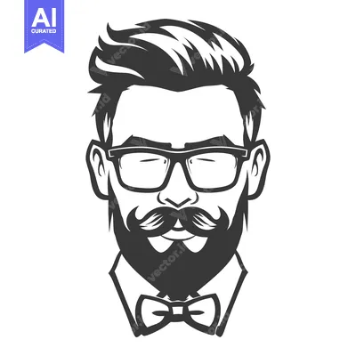 Premium design asset: Vector Illustration Depicting a Man with a Beard and Glasses