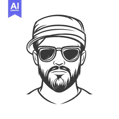 Premium design asset: A stylized image of a man with sunglasses and beard
