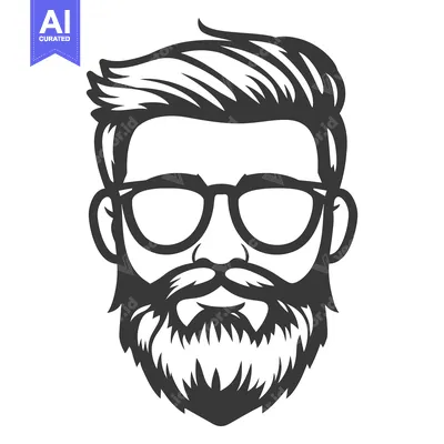 Aset premium populer: A black and white image of a bearded man with glasses