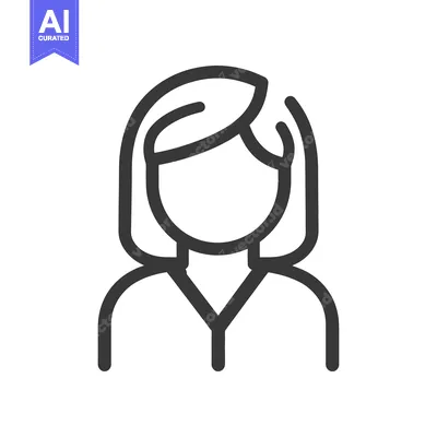 Aset desain premium: A simple line drawing of a woman with short hair