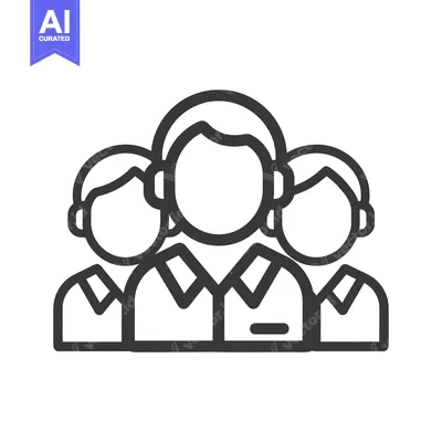 Aset premium populer: Three people standing together in a simple line formation