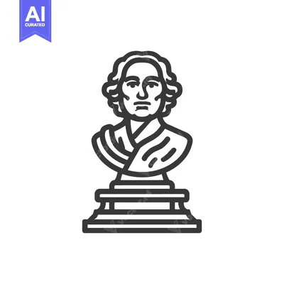 Premium design asset: Minimalist Line Art: Historical Bust Sculpture on Pedestal, Monochrome
